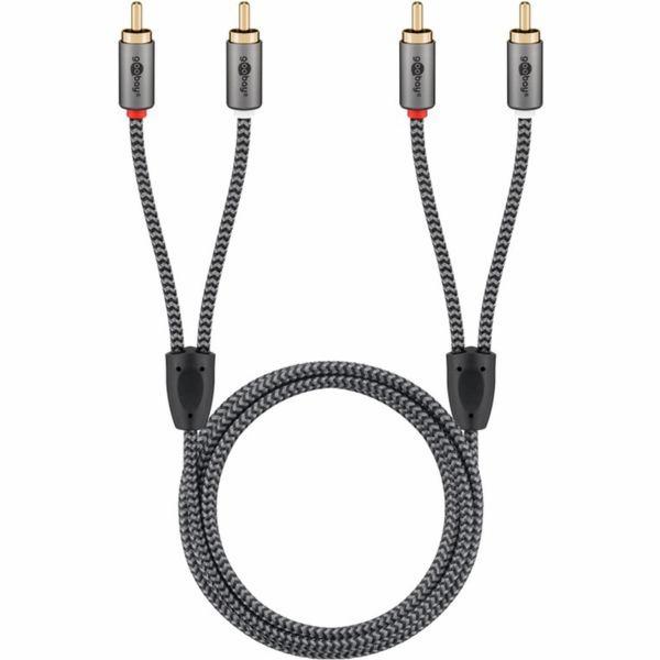 Goobay Stereofonní cinch kabel Plus (černo-stříbrný, 1 metr)