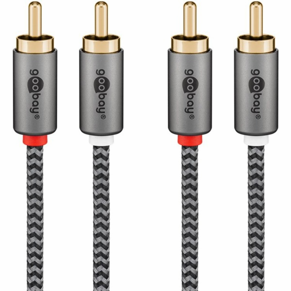 Goobay Stereofonní cinch kabel Plus (černo-stříbrný, 5 me...