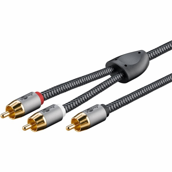 Goobay Plus RCA Y-kabel (černo-stříbrný, 2 metry)