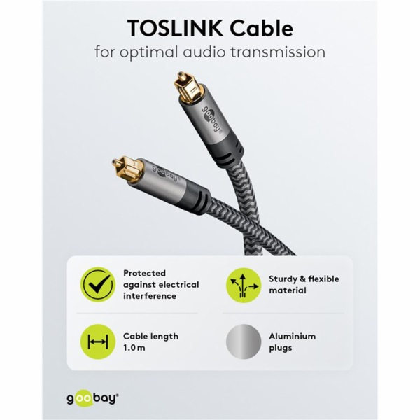 Goobay Kabel Plus Toslink (černo-stříbrný, 1 metr)