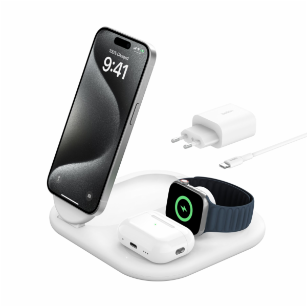 Belkin BOOST Charge 3in1 Qi2 15W  magn.Charg.Stand wh.  W...
