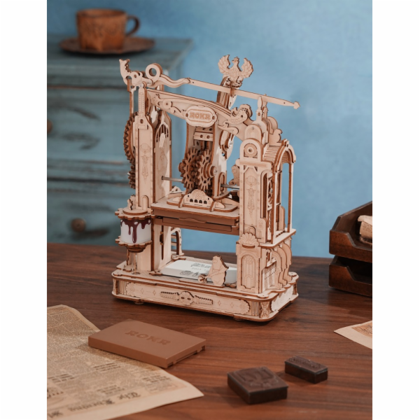 RoboTime 3D dřevěná mechanická skládačka Tiskařský lis