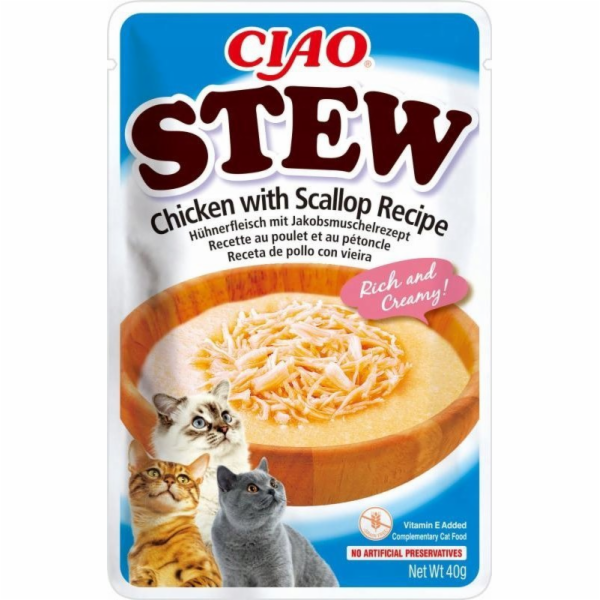 INABA Ciao Stew Chicken & Scallop - pamlsek pro kočky - 40g