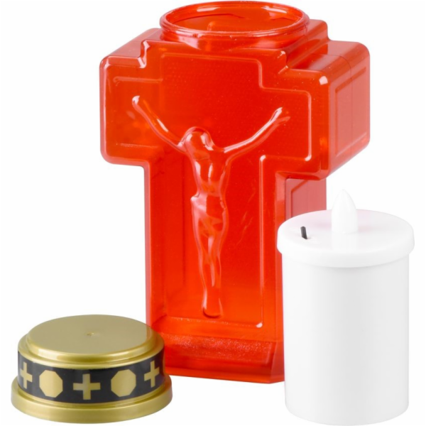 Svíčka MagicHome, kříž, LED, na hrob, červená, 2xAA, 15,3...