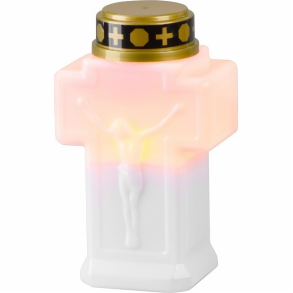Svíčka MagicHome, kříž, LED, na hrob, bílá, 2xAA, 15x9 cm...
