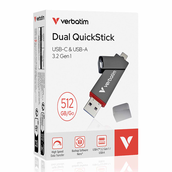 Verbatim Pendrive 512 GB USB-A/USB-C Dual QuickStick 32042