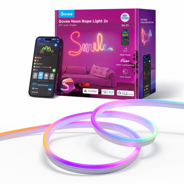 Govee Neon Strip Light (weiß, 4 Meter, schwarz)