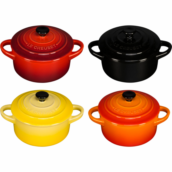 Le Creuset Stoneware Set of 4  petite Casseroles 10x5cm red