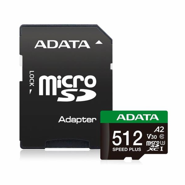 Adata microSD karta Speed Plus 512GB UHS1 U3 V30 A2 180/1...