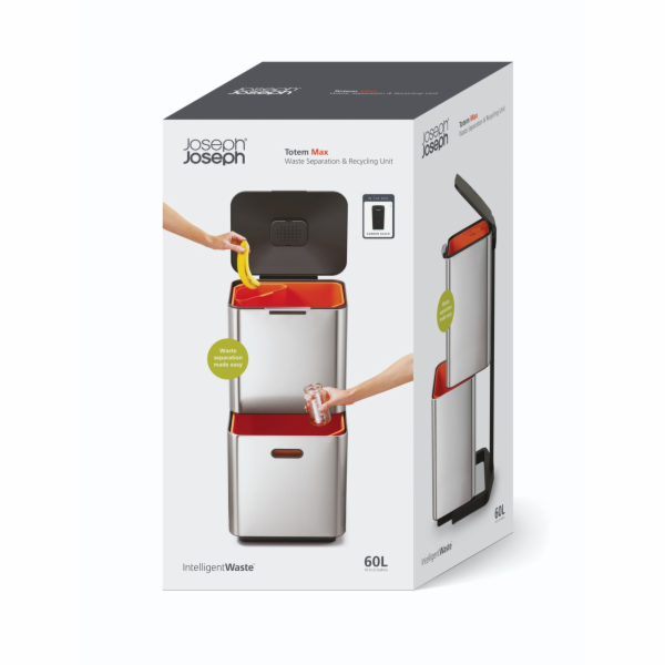 Joseph Joseph Totem Max 60L  Black Waste &amp; Recycling Bin