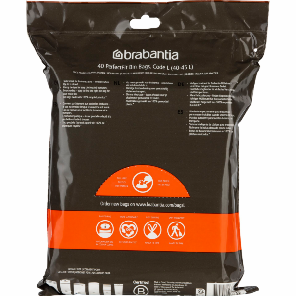 Brabantia PerfectFit Trash Bag  FlatBack+ StepUp, Code L