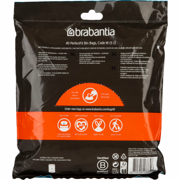 Brabantia PerfectFit Trash Bag  NewIcon, Code W (5 Liter)