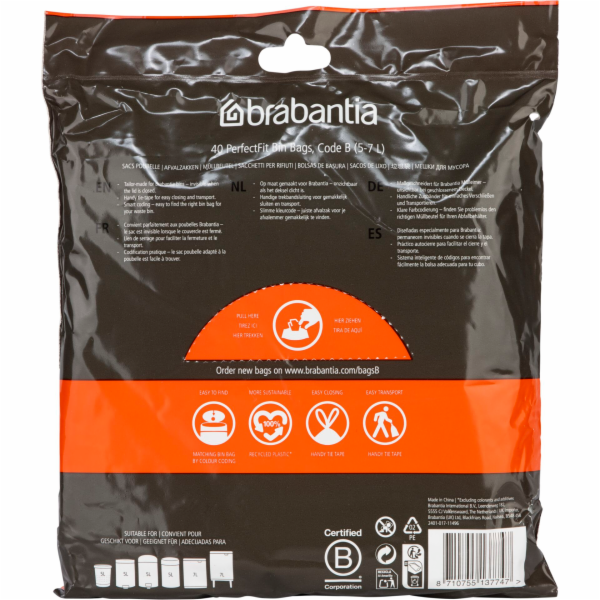 Brabantia PerfectFit Trash Bag  Code B (5-7 Liter)