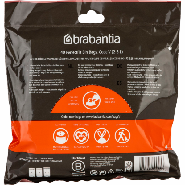 Brabantia PerfectFit Trash Bag  NewIcon, Code V (3 Liter)