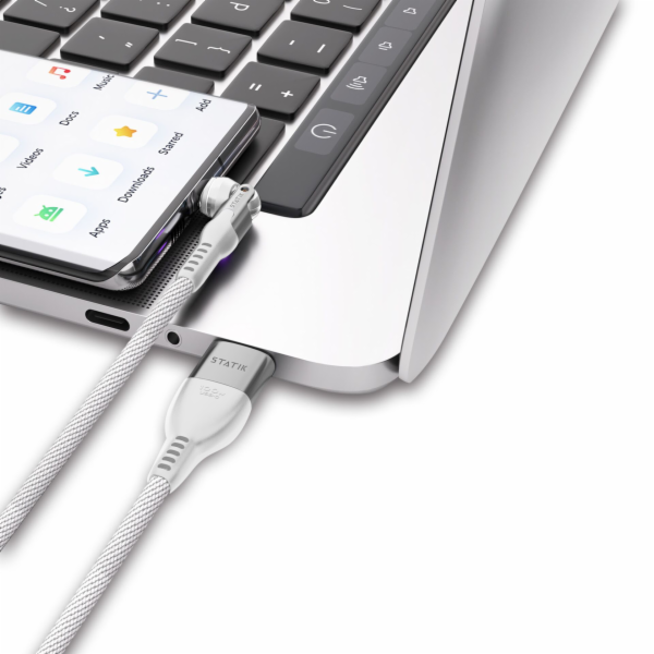 STATIK PowerPivot Pro rotating  2-in-1 USB-C Cable White 2m