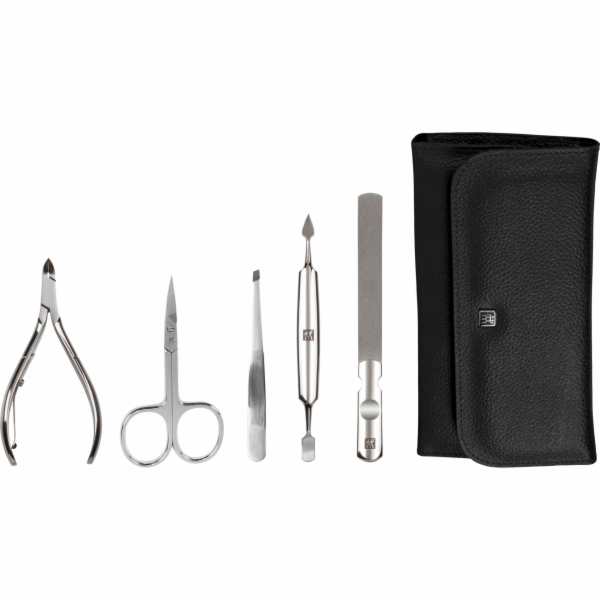 Zwilling CLASSIC snap fastener  leather case, black, 5 pcs.