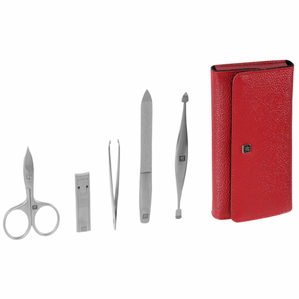 Zwilling Premium snap fastener  leather case, red, 5 pcs.