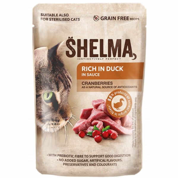 SHELMA Rich in duck in sauce - mokré krmivo pro kočky - 85g