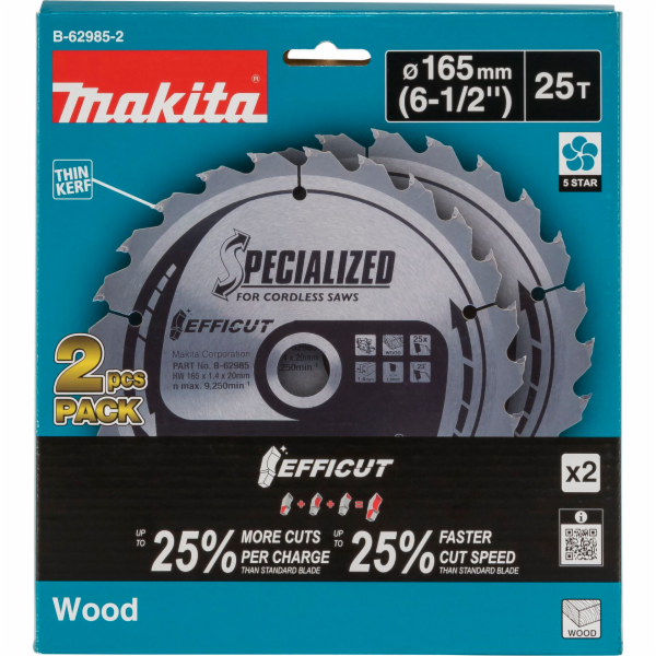 Makita  B-62985-2  EFFICUT Sägeblatt 165x20x25Z