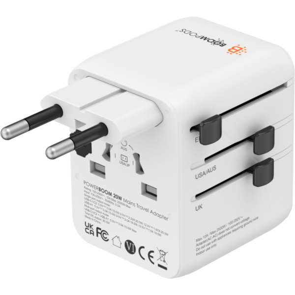 Boompods World Travel Plug 20W  White