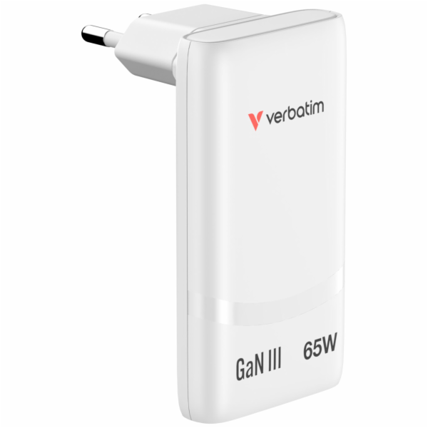 Verbatim Fold n Go GaN Charger  65W 2xUSB C weiß klappb.S...