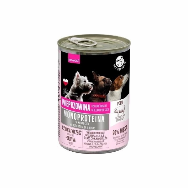 PET REPUBLIC Mono Pork - mokré krmivo pro psy - 400g