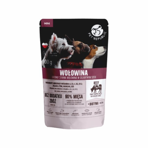 PET REPUBLIC Mini Jemně nakrájené hovězí maso - Mokré krm...