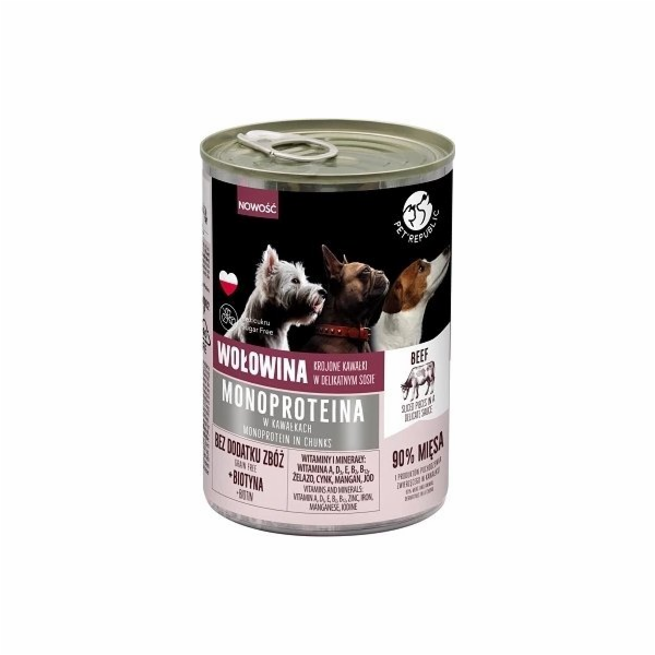 PET REPUBLIC Mono Beef - mokré krmivo pro psy - 400g
