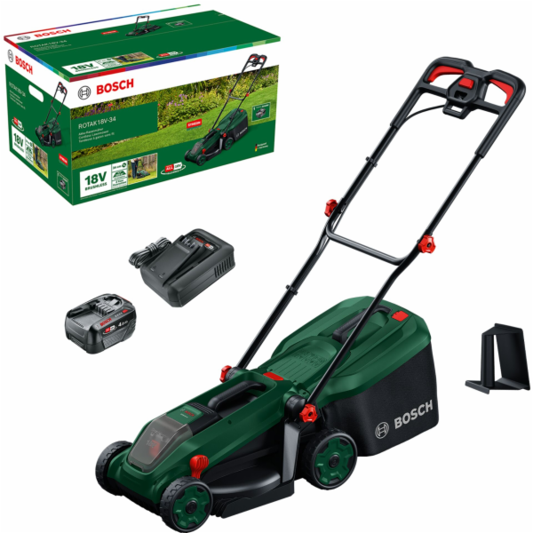 Bosch Powertools Akku-Rasenmäher Rotak18V-34, 18 Volt (gr...