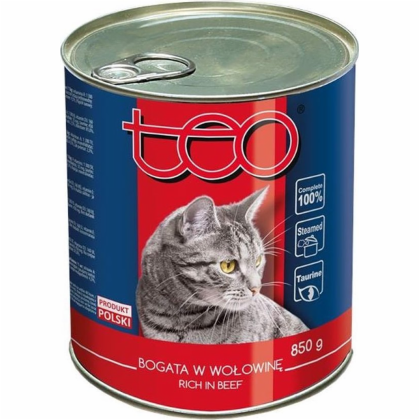 TEO Rich in beef - mokré krmivo pro kočky - 850g