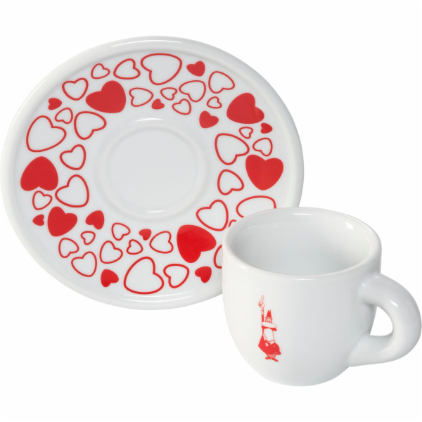 Bialetti Sada 2 moka šálků ve tvaru srdce, včetně podšálků