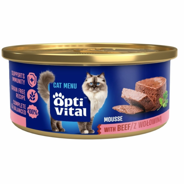 OPTIVITAL Fluffy mousse with beef - mokré krmivo pro kočk...