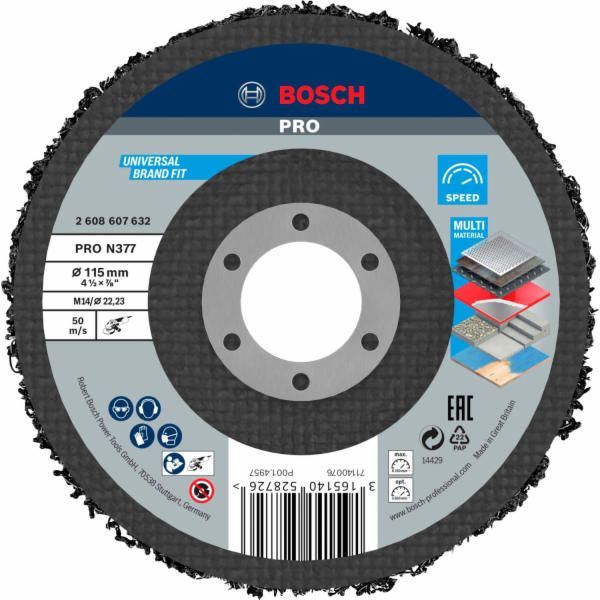 Bosch PRO Čisticí kotouč Bosch N377 na kov O 115 mm x 22,...