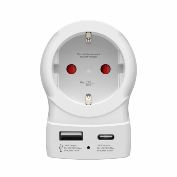 Hama Reiseadapter, "EU to US",  USB-C (PD), 20 W