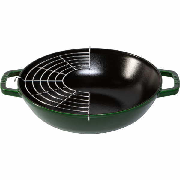 Staub Wok 30 cm mit Deckel  Gusseisen, Basilikum-grün