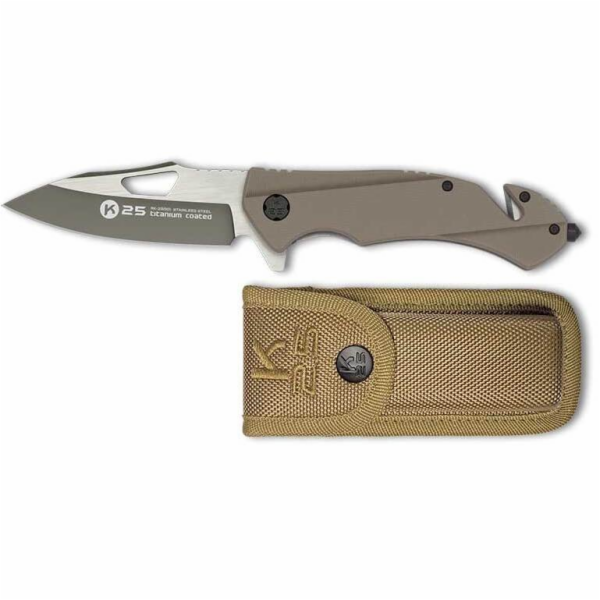 Nůž K25 K25 25001 Taktický kapesní nůž G10 Coyote