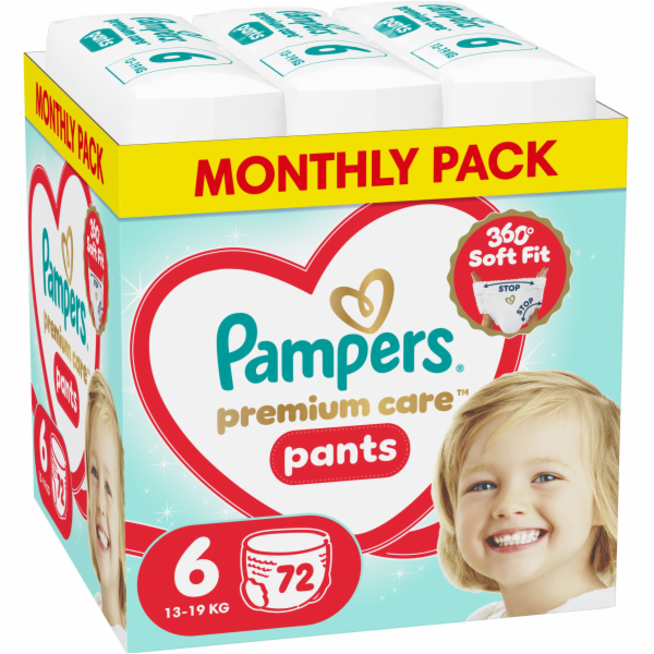 Plenkové kalhotky Pampers Premium Care 6, 13-17 kg, 72 ks.