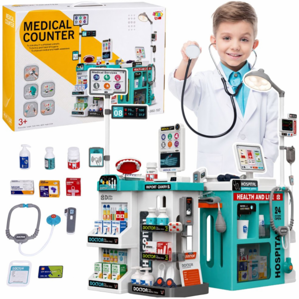 LeanToys Velká lékařská sada Lékařský stůl Lékařské světl...