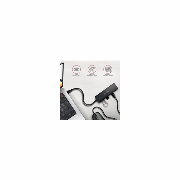 AXAGON HUE-C2C, 4× USB 5Gbps TRAVEL hub, 2× USB-A + 2× US...