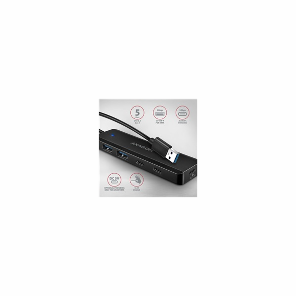AXAGON HUE-C2A, 4× USB 5Gbps TRAVEL hub, 2× USB-A + 2× US...