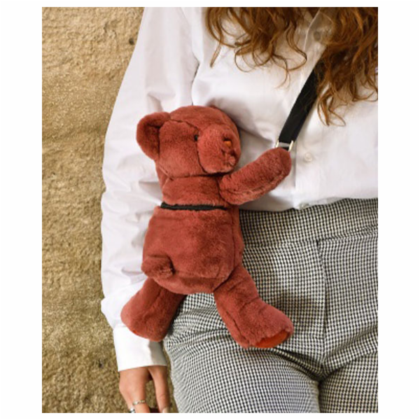 Doudou Plyšová taška přes rameno Medvídek terakotový 30 cm