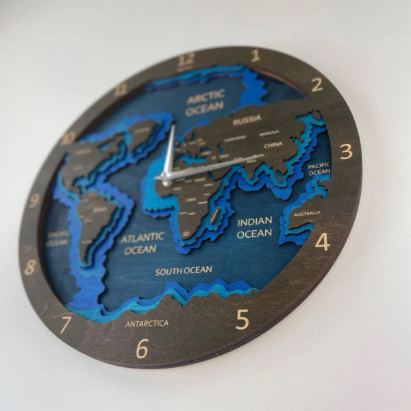 BusyKids Nástěnné hodiny Mapa světa tmavé