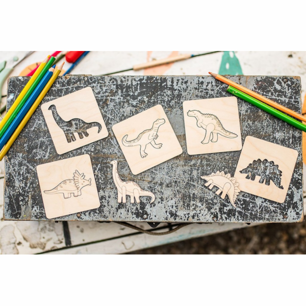 BeWooden Lišácké vkládací puzzle 4 v1 - Dino