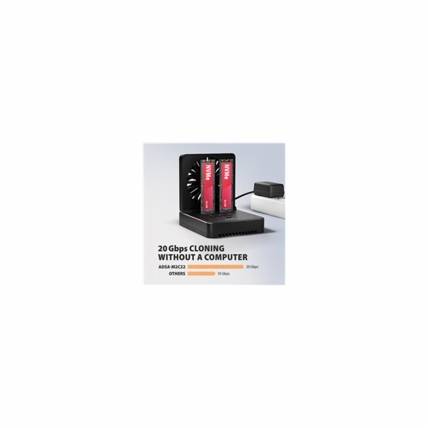 AXAGON ADSA-M2C22, USB-C 20Gbps dokovací stanice pro 2× M...