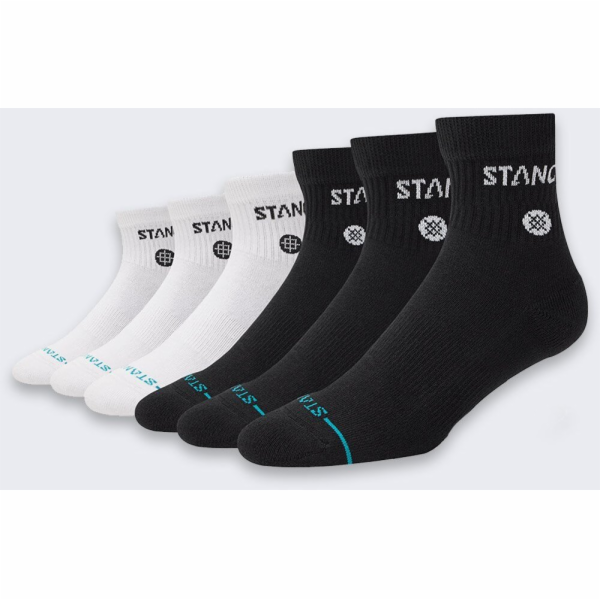 Stance Ponožky Origin Quarter Ponožky 6 párů BÍLO-ČERNÉ