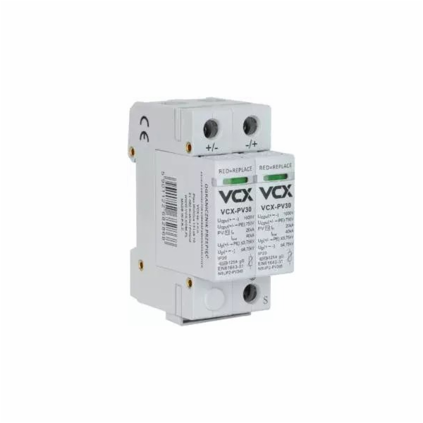 VCX SPD DC 1000V C PV30 (typ 2) 2P 20kA/40kA fotovoltaický