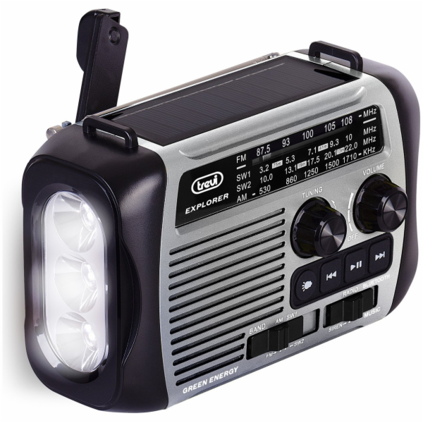 Trevi Rádio Radija RA 7F30 BT Šedá solární baterie.