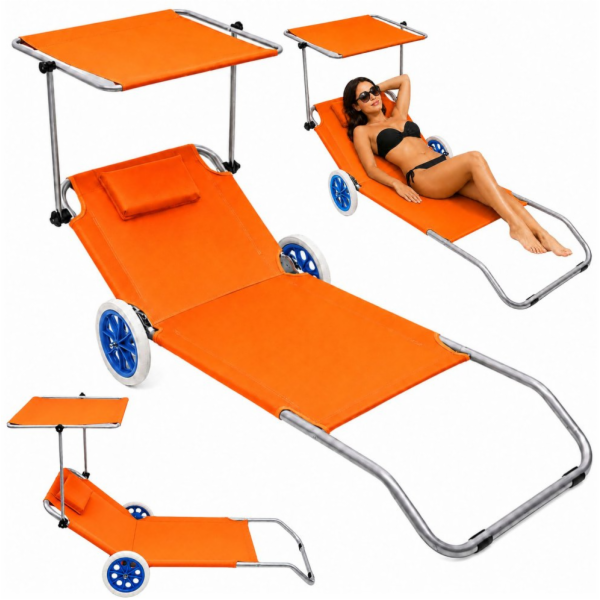 Lean Lehátko Beach na kolečkách, zahradní skládací stříšk...