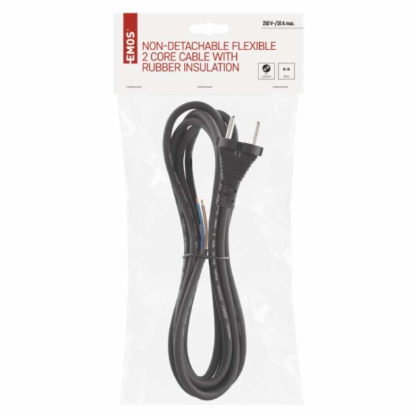 Kabel flexo guma 2x1mm, černá, 3m S03030