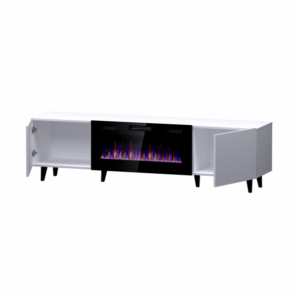RTV skříňka PAFOS EF s elektrickým krbem 180x42x49 cm bíl...